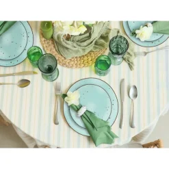 Serwis obiadowy 36 elementów porcelanowy MG Home Gemma Green zestaw talerzy dla 12 osób miętowe nakrapiane