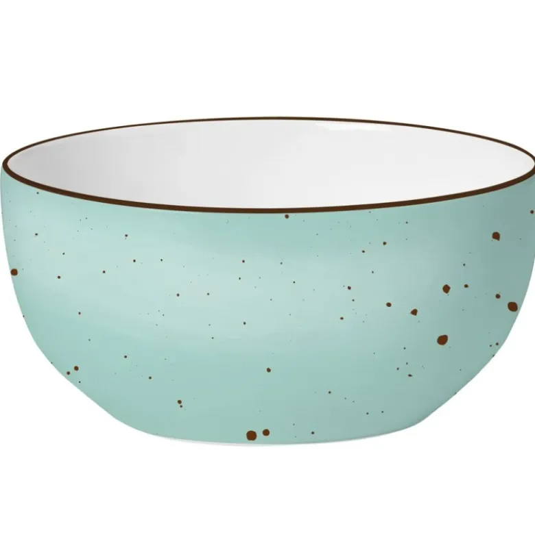Serwis obiadowy 36 elementów porcelanowy MG Home Gemma Green zestaw talerzy dla 12 osób miętowe nakrapiane