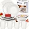 Serwis obiadowy 16 elementów zestaw talerzy z kubkami dla 4 osób w kolorze klasycznej bieli