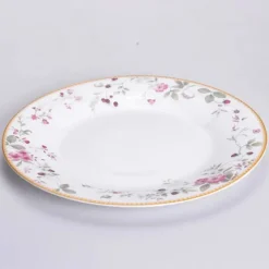 Serwis obiadowy 32 elementy GierekHoff Spring Berry białe talerze dla 6 osób złote brzegi wzór kwiaty i poziomki