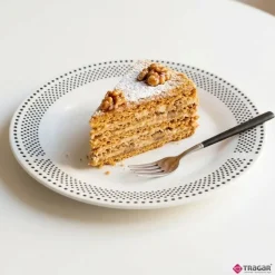 Serwis obiadowy porcelana 18 elementów Bella Fiore białe talerze dla 6 osób wzór kropki