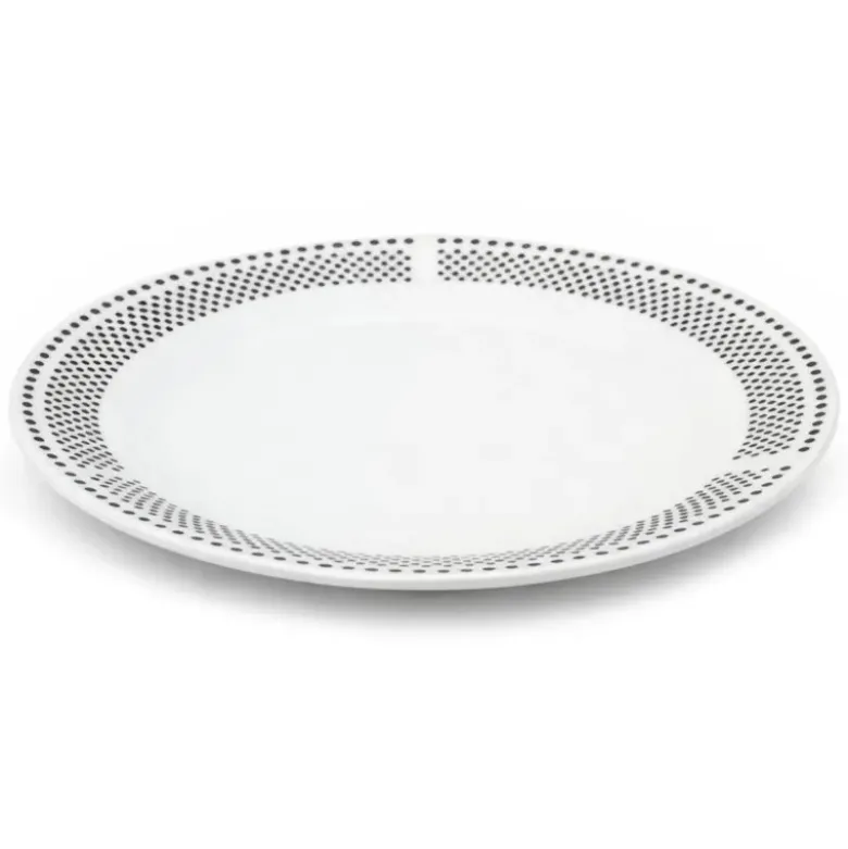 Serwis obiadowy porcelana 24 elementy Bella Fiore białe talerze miski dla 6 osób wzór kropki