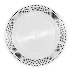 Serwis obiadowy porcelana 24 elementy Bella Fiore białe talerze miski dla 6 osób wzór kropki