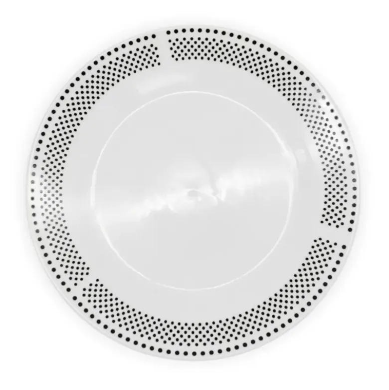 Serwis obiadowy porcelana 24 elementy Bella Fiore białe talerze miski dla 6 osób wzór kropki
