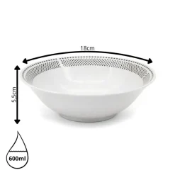 Serwis obiadowy porcelana 24 elementy Bella Fiore białe talerze miski dla 6 osób wzór kropki