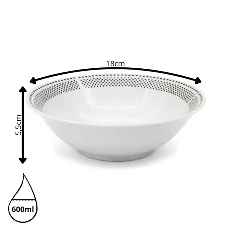 Serwis obiadowy porcelana 24 elementy Bella Fiore białe talerze miski dla 6 osób wzór kropki