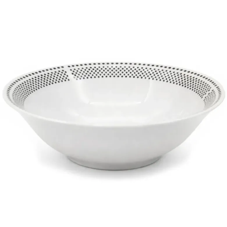 Serwis obiadowy porcelana 24 elementy Bella Fiore białe talerze miski dla 6 osób wzór kropki