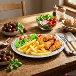 Serwis obiadowy porcelana 24 elementy Bella Fiore białe talerze miski dla 6 osób wzór kropki