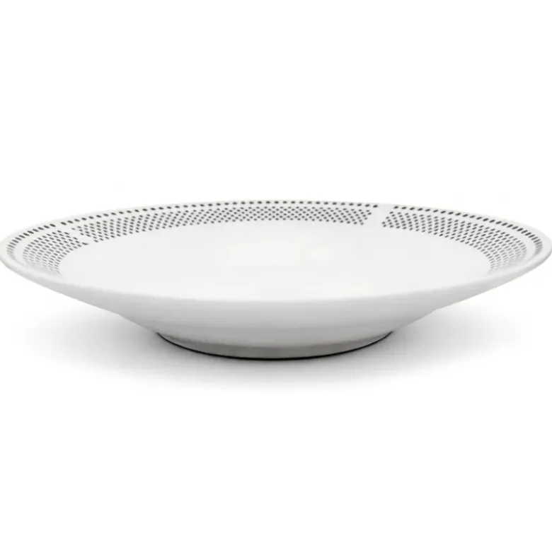 Serwis obiadowy porcelana 24 elementy Bella Fiore białe talerze miski dla 6 osób wzór kropki