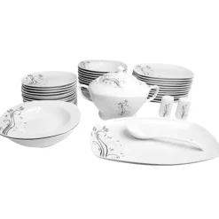 Serwis obiadowy porcelana 43 elementy komplet na 12 osób biały + dodatki Violet VC 460