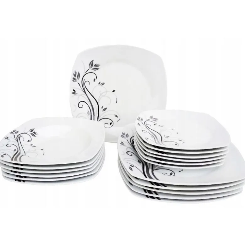 Serwis obiadowy porcelana 43 elementy komplet na 12 osób biały + dodatki Violet VC 460