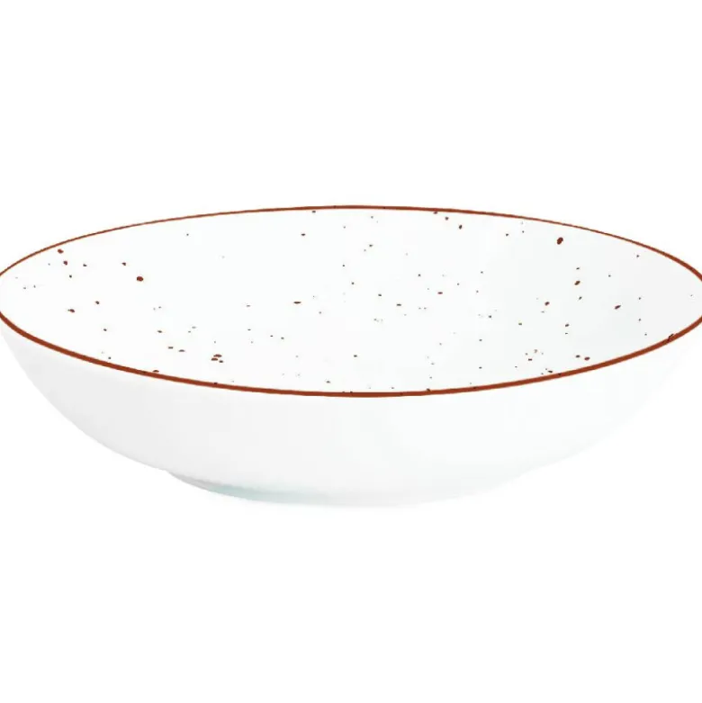 Serwis obiadowy porcelanowy GierekHoff Gemmo 18 elementów zestaw talerzy dla 6 osób biały nakrapiany