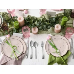 Serwis obiadowy porcelanowy MG Home Gemma Pink 18 elementów zestaw talerzy dla 6 osób różowych nakrapiane