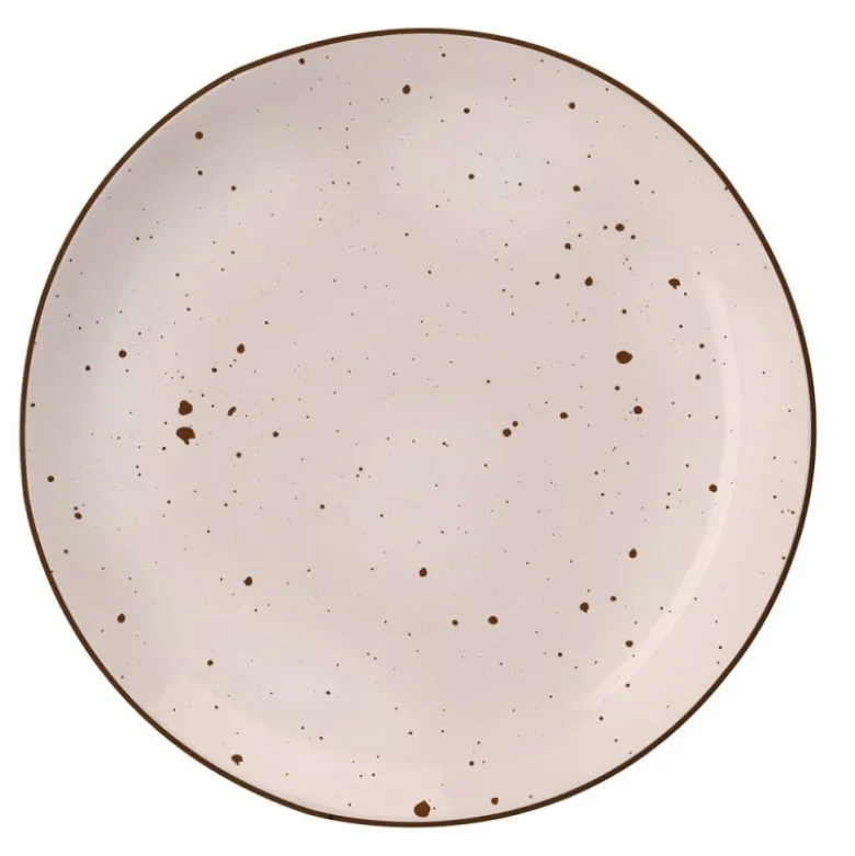 Serwis obiadowy porcelanowy MG Home Gemma Pink 18 elementów zestaw talerzy dla 6 osób różowych nakrapiane