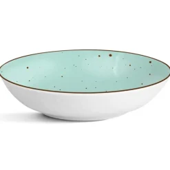Serwis obiadowy porcelanowy MG Home Gemma Green 18 elementów zestaw talerzy dla 6 osób zielone nakrapiane