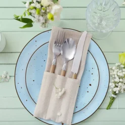 Serwis obiadowy porcelanowy MG Home Gemma Blue 18 elementów zestaw talerzy dla 6 osób niebieskie nakrapiane