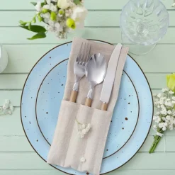 Serwis obiadowy porcelanowy MG Home Gemma Blue 18 elementów zestaw talerzy dla 6 osób niebieskie nakrapiane