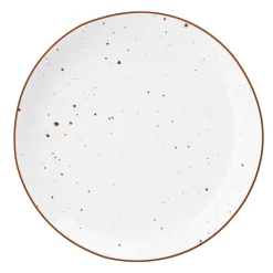 Serwis obiadowy porcelanowy MG Home Gemma 12 elementów zestaw talerzy dla 4 osób biały nakrapiany