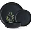 Serwis obiadowy porcelanowy MG Home Artena 18 elementów zestaw talerzy dla 6 osób czarny