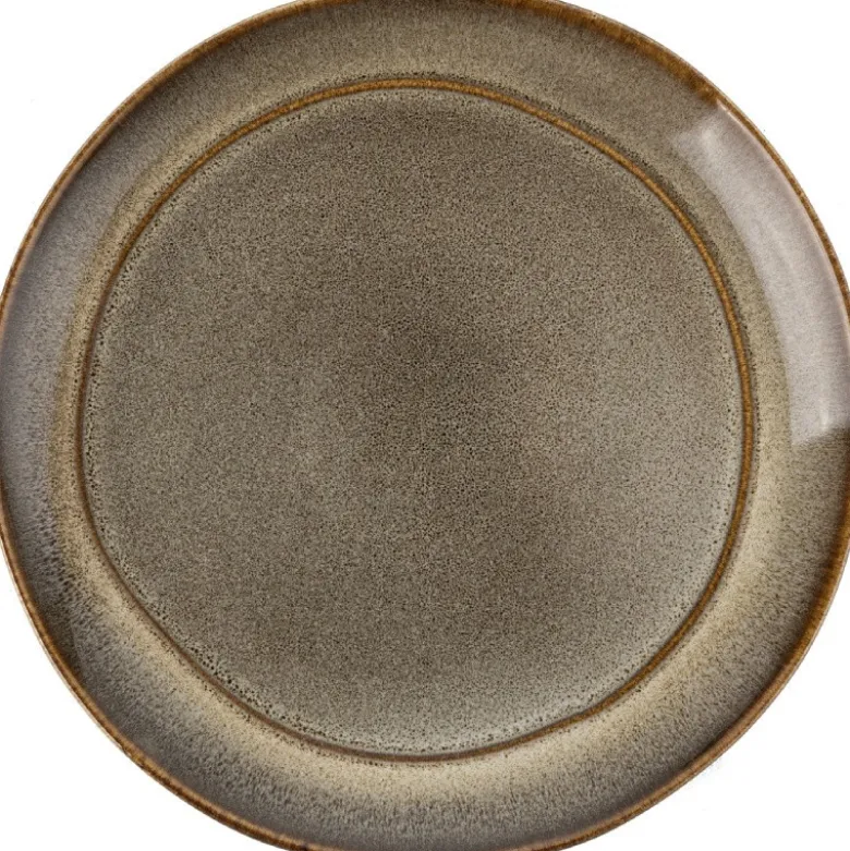 Serwis obiadowy porcelanowy Florina Bergen 18 elementów zestaw talerzy dla 6 osób retro brązowe