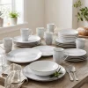 Serwis obiadowy porcelanowy Antic 24 elementy zestaw talerzy kubków dla 6 osób szary nakrapiany