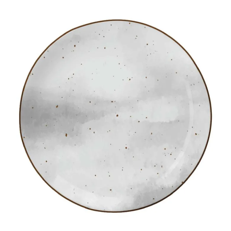 Serwis obiadowy porcelanowy Antic 24 elementy zestaw talerzy kubków dla 6 osób szary nakrapiany