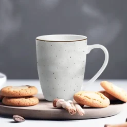 Serwis obiadowy porcelanowy Antic 24 elementy zestaw talerzy kubków dla 6 osób szary nakrapiany