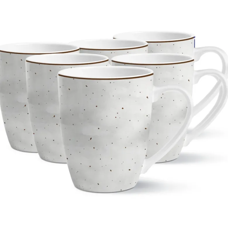 Serwis obiadowy porcelanowy Antic 24 elementy zestaw talerzy kubków dla 6 osób szary nakrapiany