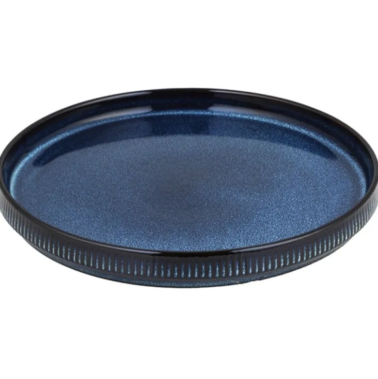 Serwis obiadowy porcelanowy Florina Evia Blue 24 elementy zestaw talerzy dla 6 osób modern
