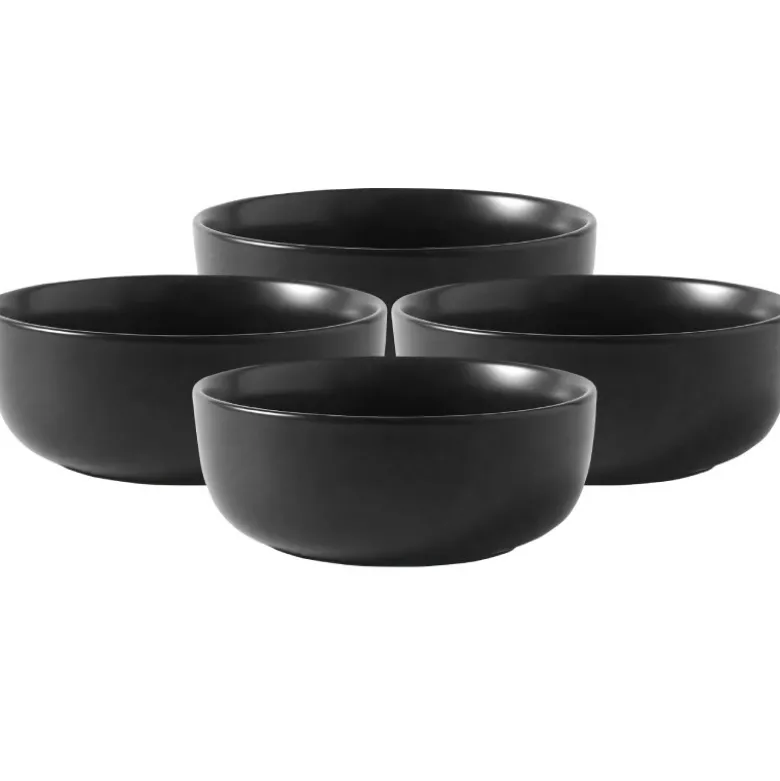 Serwis obiadowy porcelanowy MG Home Artena 22 elementy zestaw talerzy misek dla 6 osób czarny