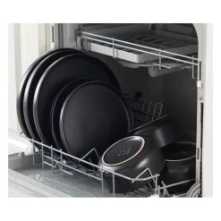 Serwis obiadowy porcelanowy MG Home Artena 22 elementy zestaw talerzy misek dla 6 osób czarny