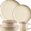 Serwis obiadowy porcelanowy GierekHoff Evie 30 elementów z salaterkami i kubkami zestaw talerzy dla 6 osób retro 1211