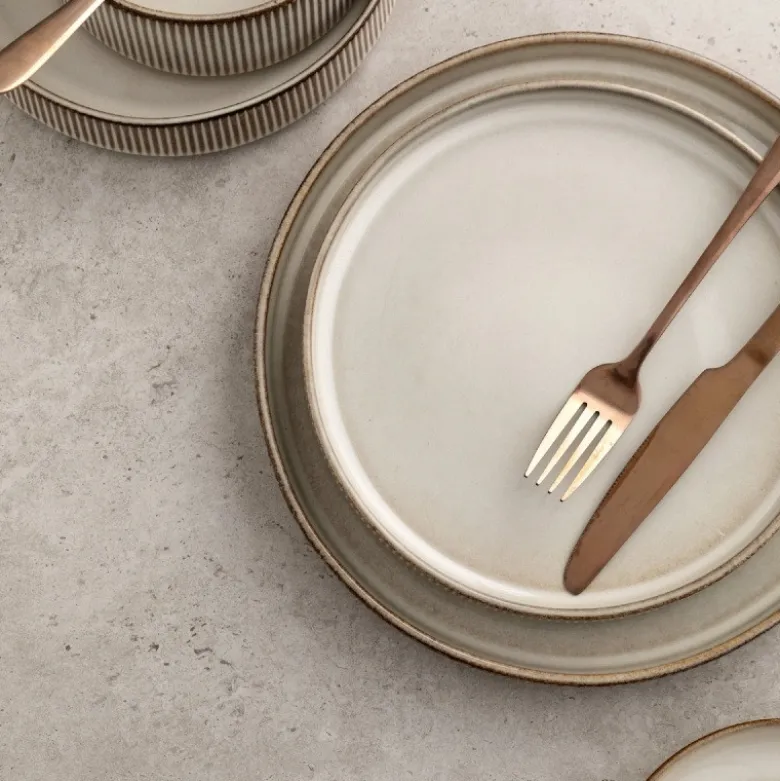 Serwis obiadowy porcelanowy GierekHoff Evie 30 elementów z salaterkami i kubkami zestaw talerzy dla 6 osób retro 1211