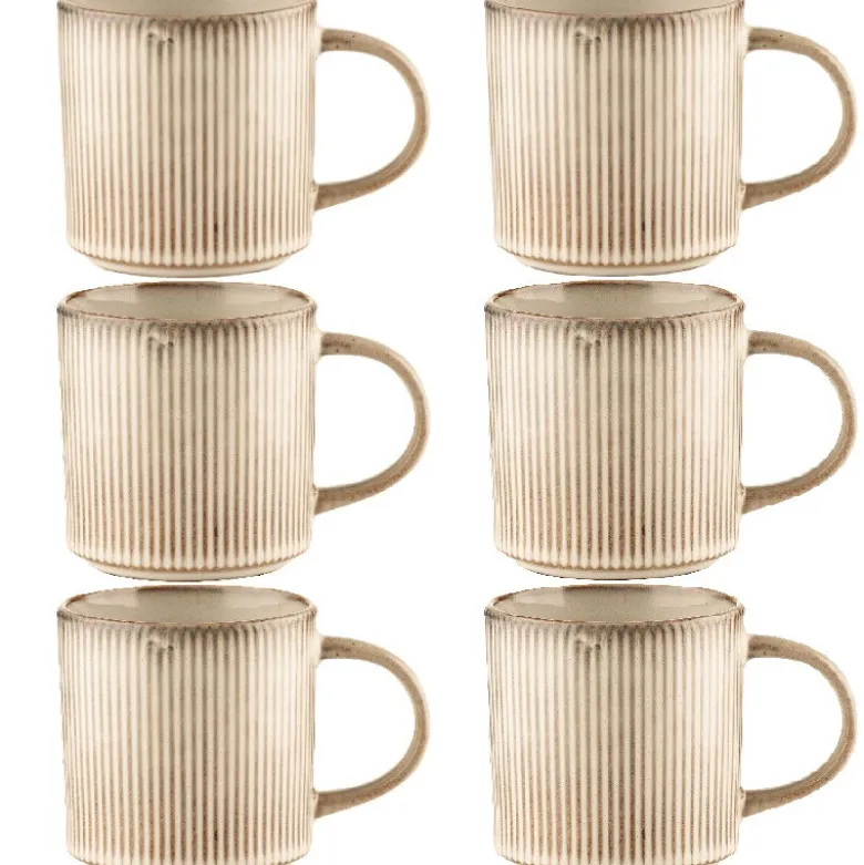 Serwis obiadowy porcelanowy GierekHoff Evie 30 elementów z salaterkami i kubkami zestaw talerzy dla 6 osób retro 1211