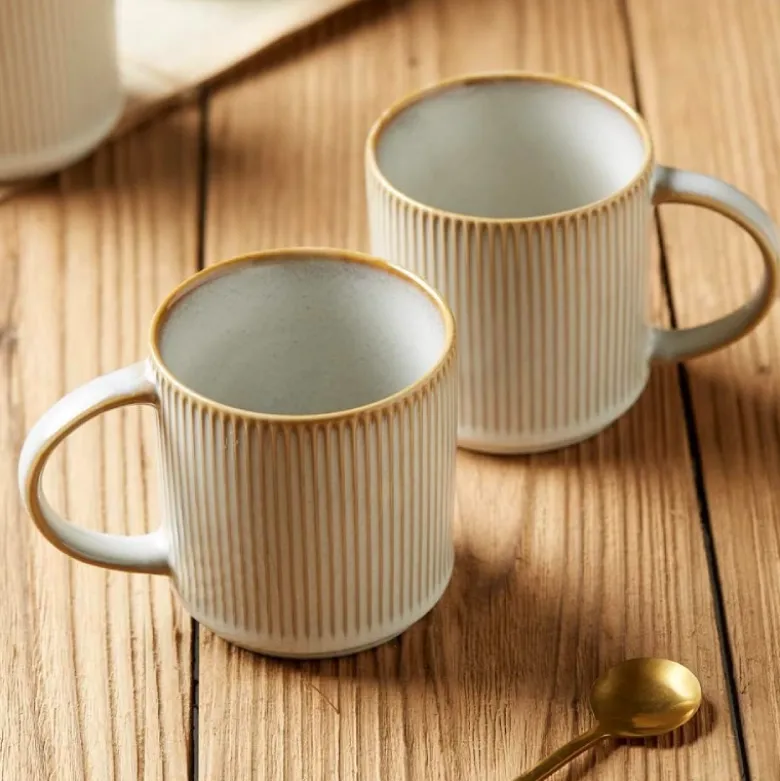 Serwis obiadowy porcelanowy GierekHoff Evie 30 elementów z salaterkami i kubkami zestaw talerzy dla 6 osób retro 1211