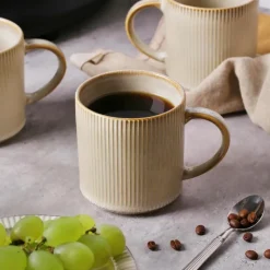 Serwis obiadowy porcelanowy GierekHoff Evie 30 elementów z salaterkami i kubkami zestaw talerzy dla 6 osób retro 1211