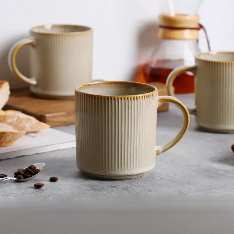 Serwis obiadowy porcelanowy GierekHoff Evie 30 elementów z salaterkami i kubkami zestaw talerzy dla 6 osób retro 1211