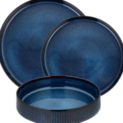 Serwis obiadowy porcelanowy Florina Evia Blue 30 elementów zestaw talerzy dla 6 osób modern