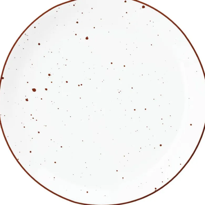 Serwis obiadowy porcelanowy MG Home Gemma 18 elementów zestaw talerzy dla 6 osób biały nakrapiany