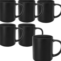 Serwis obiadowy porcelanowy MG Home Artena 24 elementy zestaw talerzy kubków dla 6 osób czarny