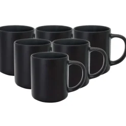 Serwis obiadowy porcelanowy MG Home Artena 24 elementy zestaw talerzy kubków dla 6 osób czarny