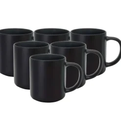 Serwis obiadowy porcelanowy MG Home Artena 24 elementy zestaw talerzy kubków dla 6 osób czarny