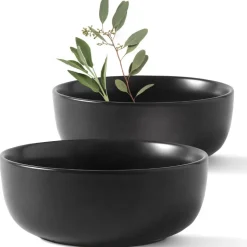 Serwis obiadowy porcelanowy MG Home Artena 32 elementy zestaw talerzy kubków misek dla 6 osób czarny