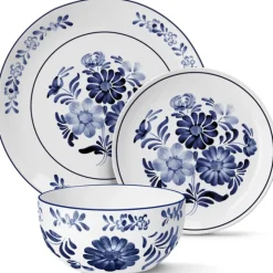 Serwis obiadowy porcelanowy MG Home Sintra 12 elementów zestaw talerzy dla 4 osób kwiaty