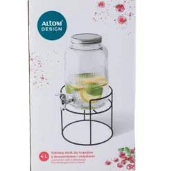 Słój szklany z kranikiem 4 L ze stojakiem do lemoniady napojów wody Altom Design