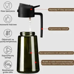 Spryskiwacz szklany dozownik do oliwy oleju GierekHoff Olive zielony atomizer spray 450 ml szklana butelka