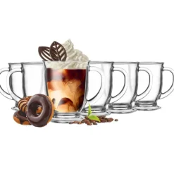 Szklanka z uchem do kawy herbaty drinków deserów 400 ml kubas
