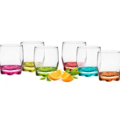 Szklanki do drinków Glasmark kolorowe dno 250 ml zestaw 6 szklanek