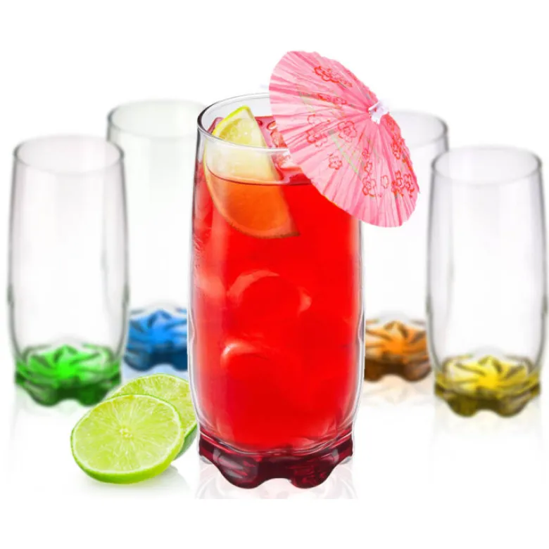 Szklanki do drinków wysokie Glasmark kolorowe dno 350 ml zestaw 6 szklanek