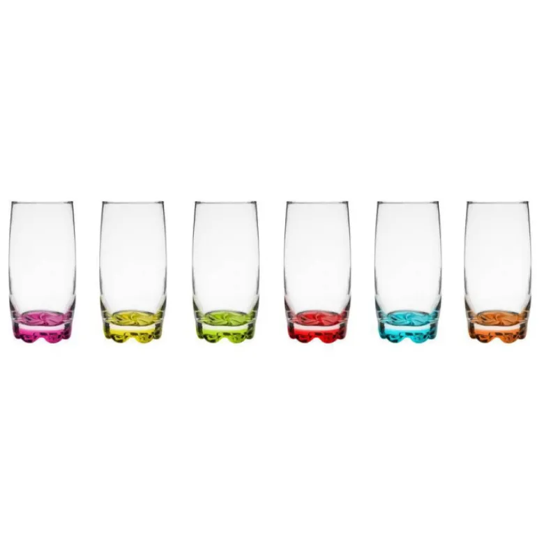 Szklanki do drinków wysokie Glasmark kolorowe dno 350 ml zestaw 6 szklanek